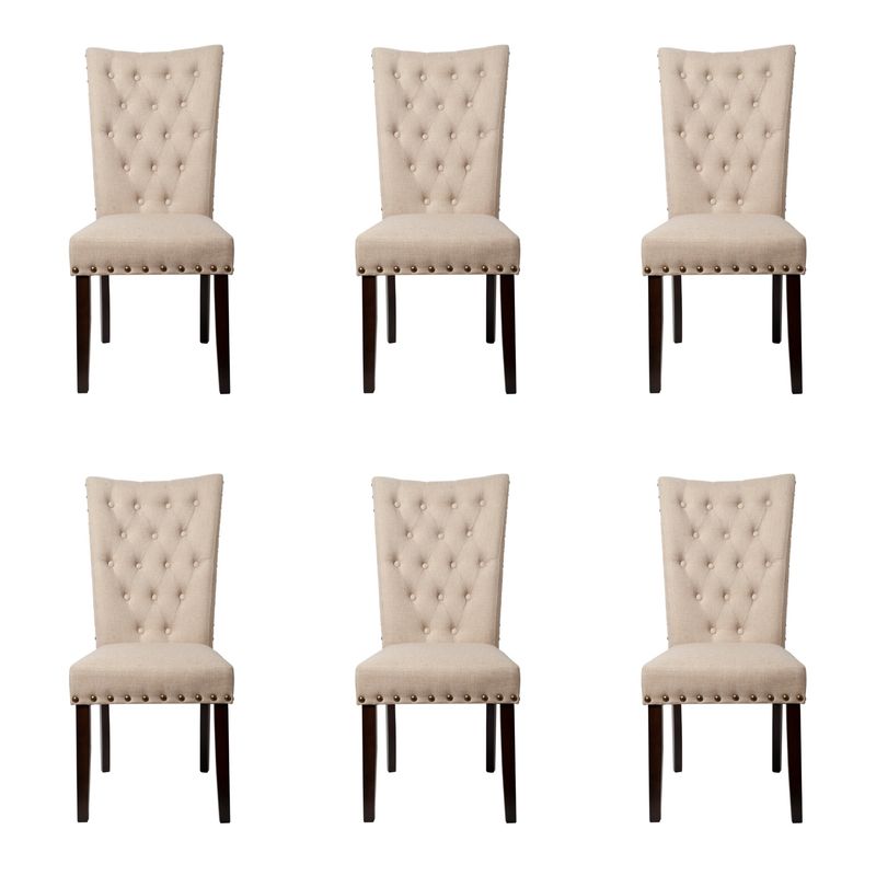 SWEET HOGAR - Pack 6 sillas modelo botones capitoné color Beige