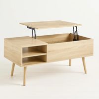 Mesa de Centro Elevable Living con Bandeja y Estantes Madera