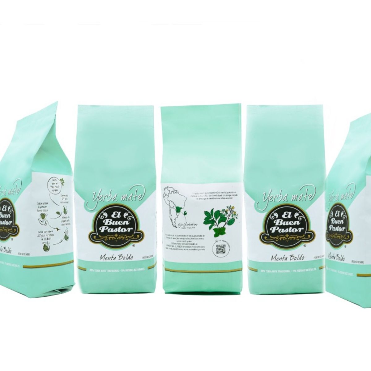 EL BUEN PASTOR - Pack x 5 Yerba Mate El Buen Pastor Menta Boldo 500g sin gluten