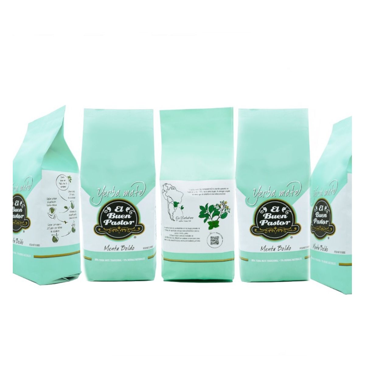 EL BUEN PASTOR - Pack x 5 Yerba Mate El Buen Pastor Menta Boldo 500g sin gluten