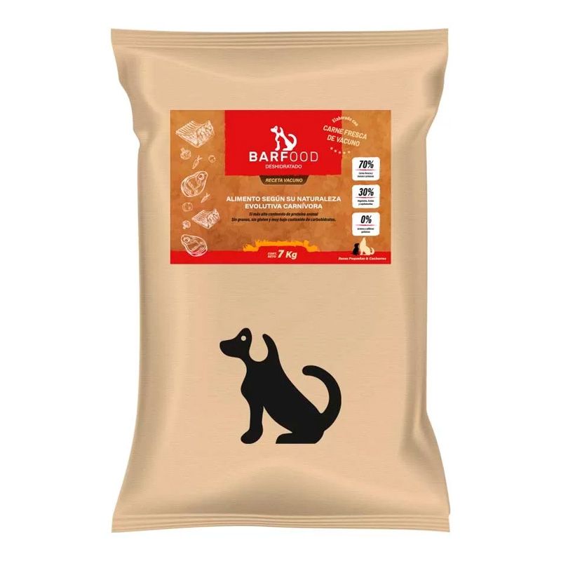 BARFOOD - Barfood - Alimento Deshidratado Cachorros y Pequeños Vacuno 7 KG