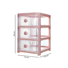 SOLEIO - Cajas Organizadoras Multiusos 3 Cajones Rosa