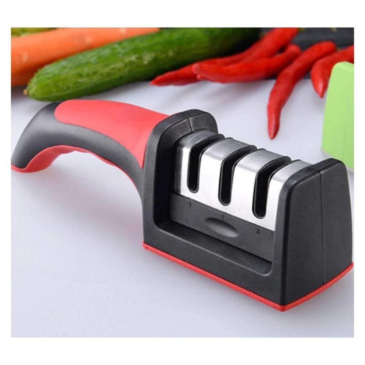 GENERICO - Afilador De Cuchillos Y Tijeras Profesional 3 Ranuras 3 En 1