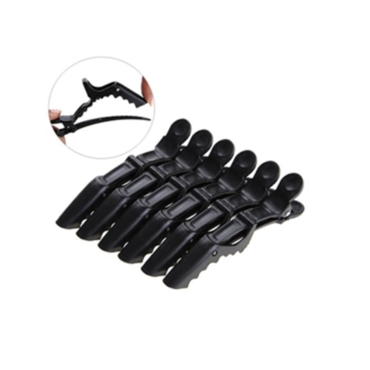 GENERICO - Pinzas Cocodrilo de 6 Unidades para Cabello Negro