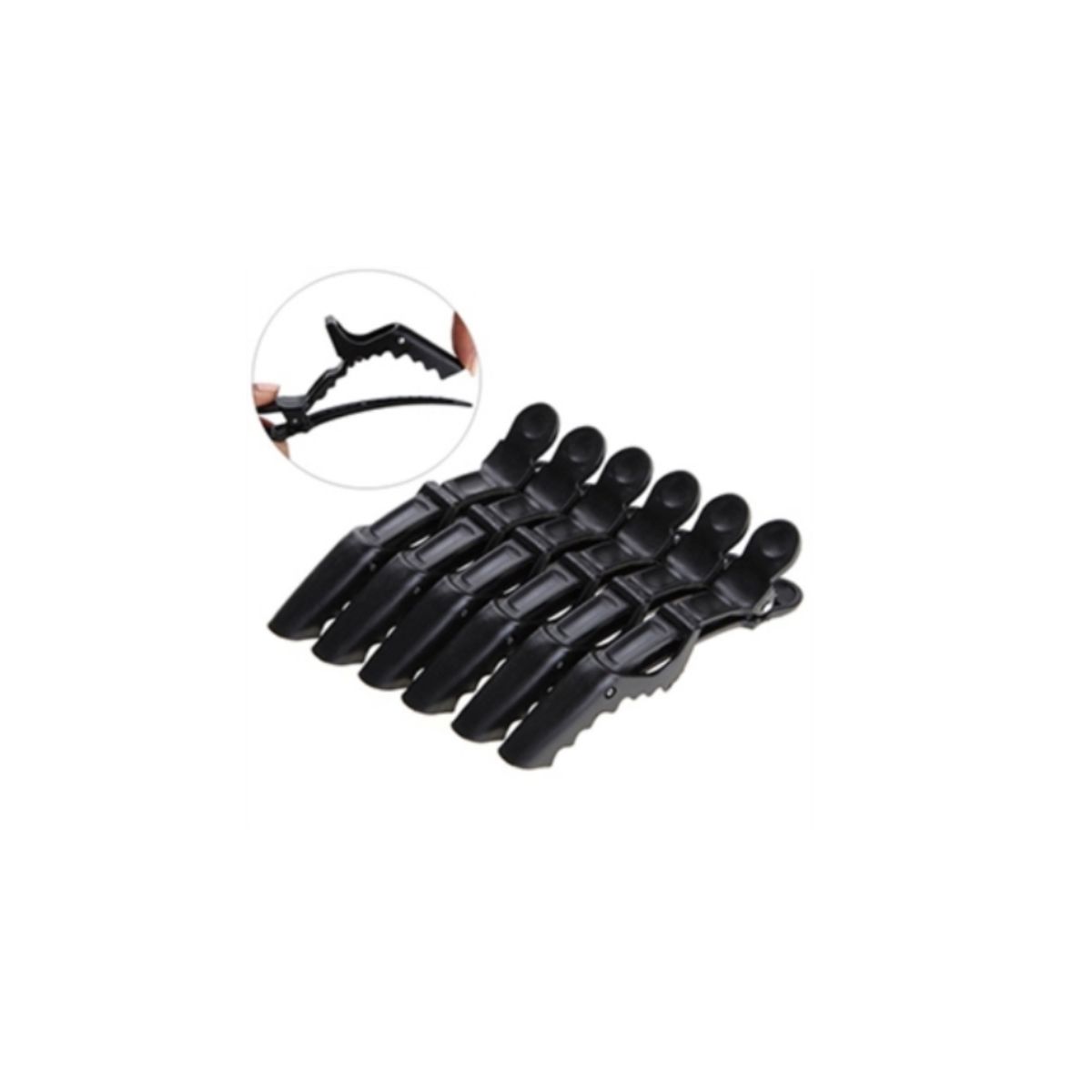 GENERICO - Pinzas Cocodrilo de 6 Unidades para Cabello Negro