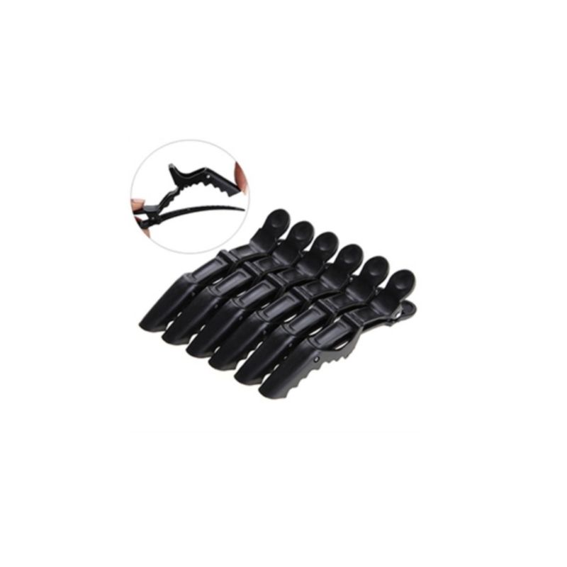 GENERICO - Pinzas Cocodrilo de 6 Unidades para Cabello Negro