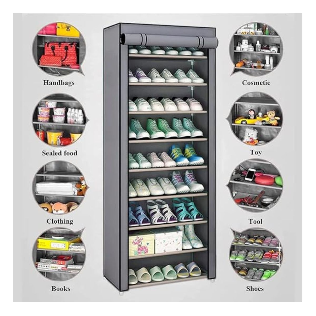 GENERICO - Organizador De Zapatos Armable 9 Espacios Con Funda