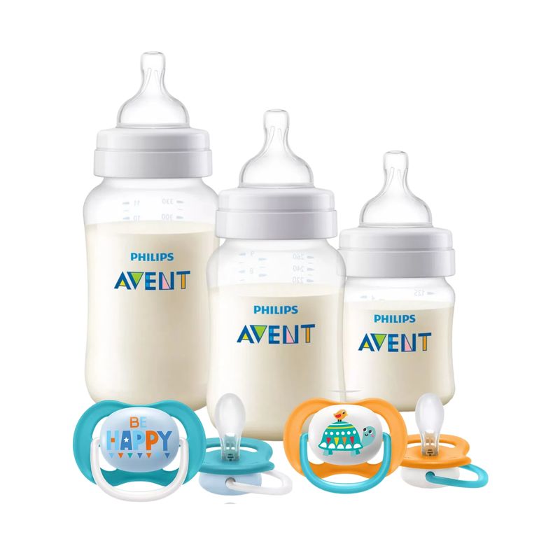 AVENT - Set Avent 3 mamaderas más 2 chupetes 6-18m Tortga