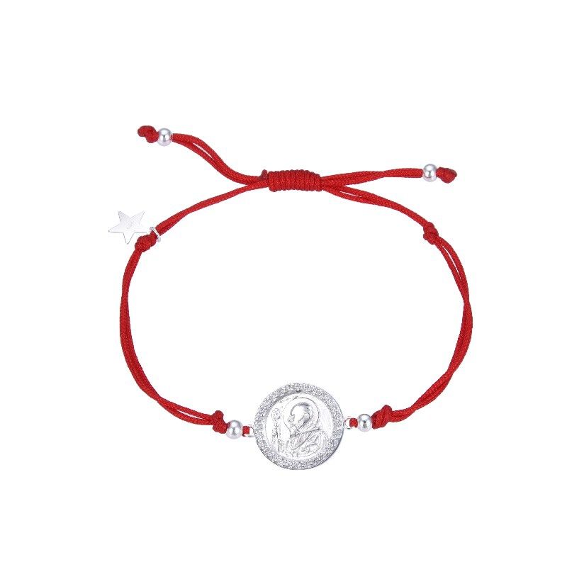 ANDREA COGGIOLA JOYAS - Pulsera San Benito Circón Estrella Cordón Rojo