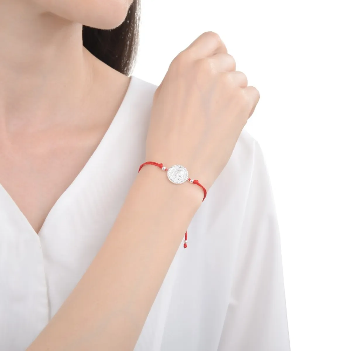 COGGIOLA - Pulsera San Benito Circón Estrella Cordón Rojo