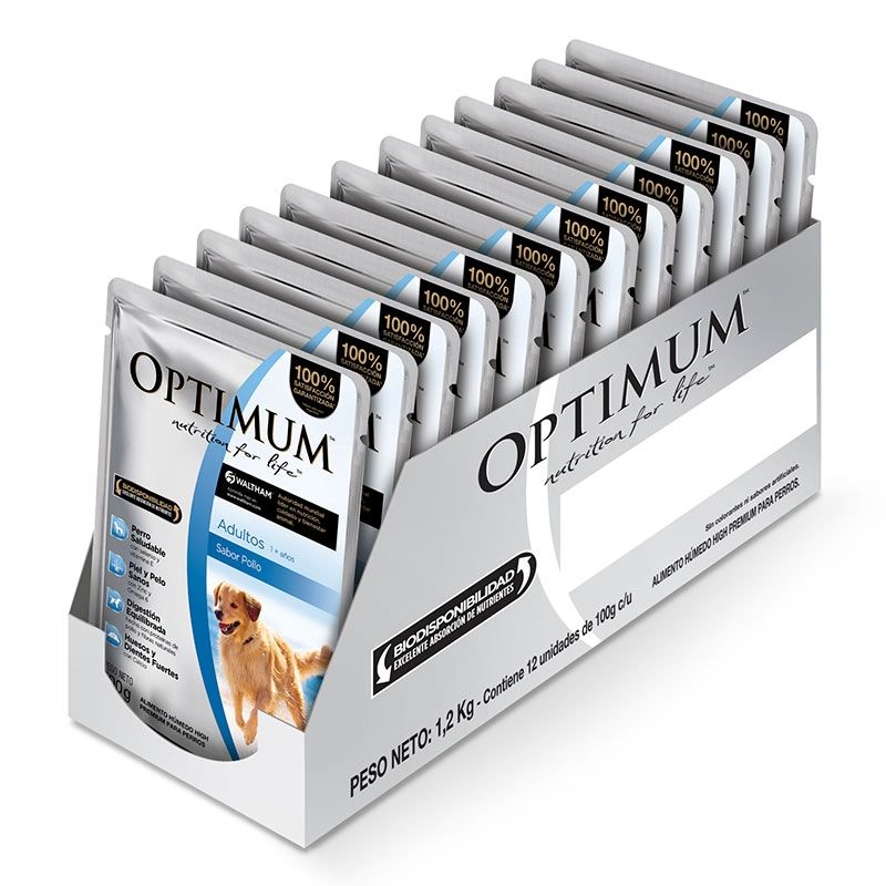 OPTIMUM - Optimum - Alimento Húmedo Adultos Razas Medianas y Grandes 12 Sobres