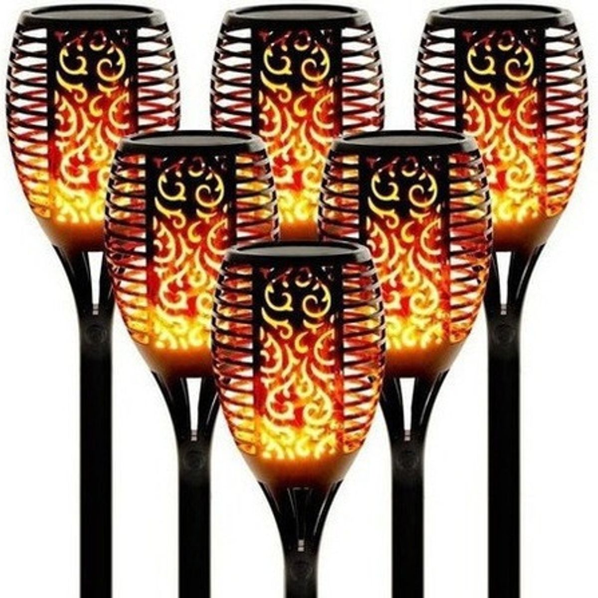 GENERICO - Pack X6 Lampara Luces Solares Antorchas Led Estaca 58cm