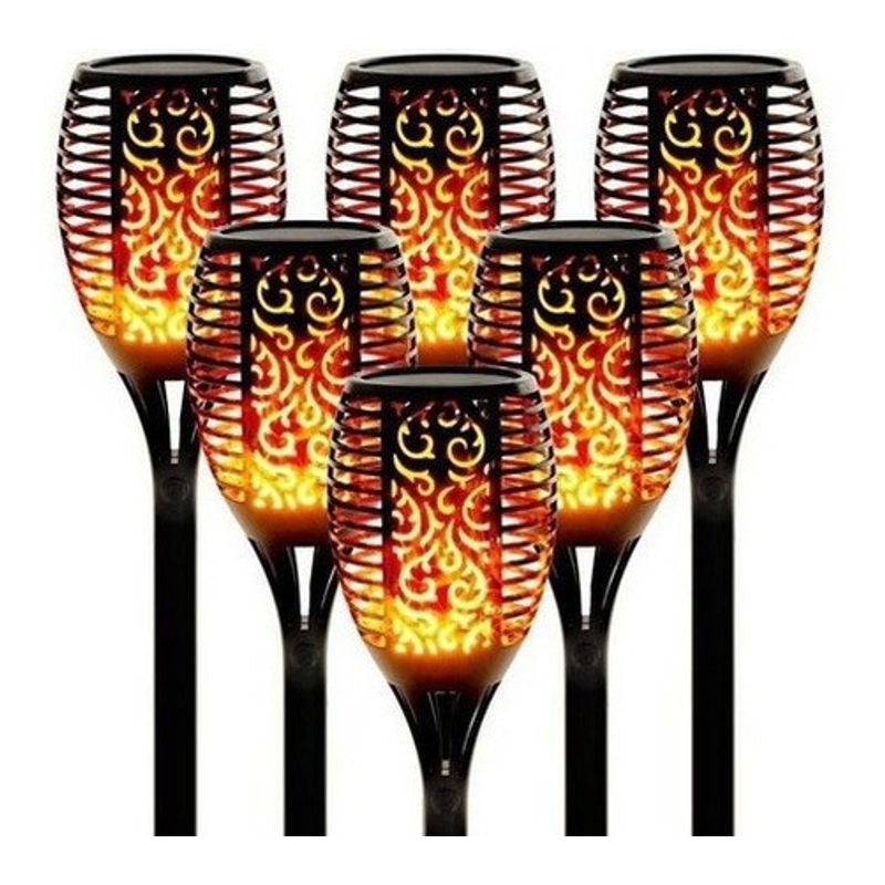 GENERICO - Pack X6 Antorchas Estacas Solares Led Jardín 58cm