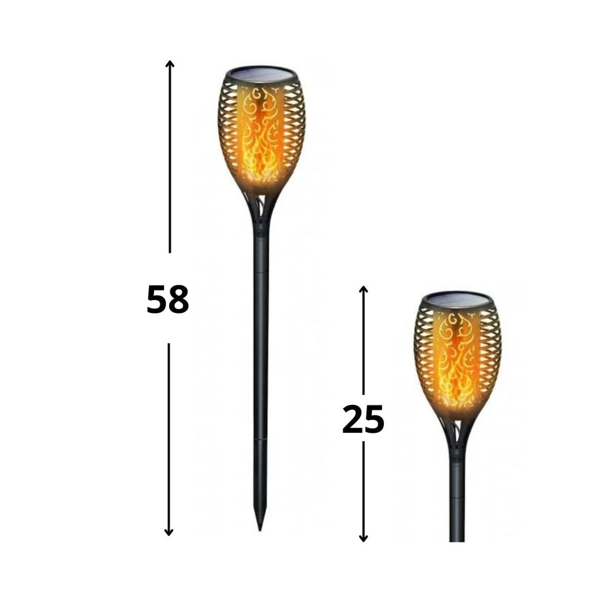 GENERICO - Pack X6 Antorchas Estacas Solares Led Jardín 58cm