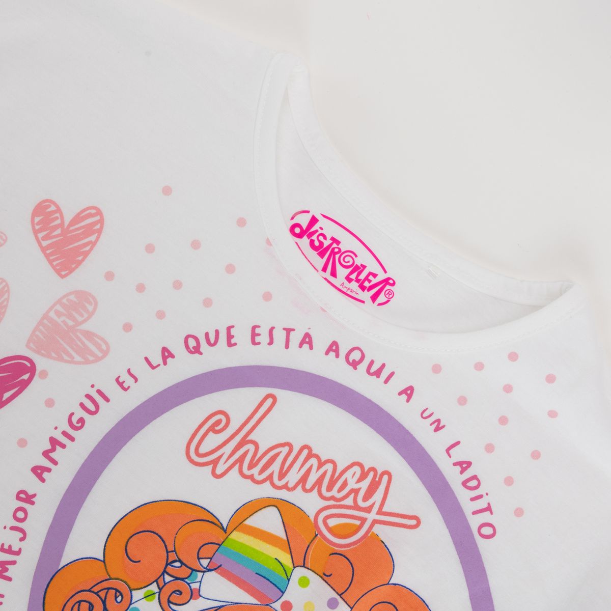 DISTROLLER - Polera Niña Corazón Blanco Distroller