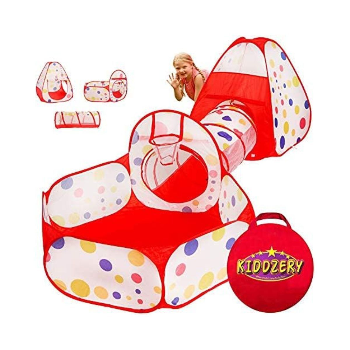 GENERICO - Tienda para niños de 3 piezas, túnel de gateo y piscina de pelotas