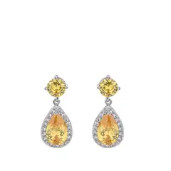 VANE COLLECTION - Aros mujer pegado colgante baño rodio circón champagne