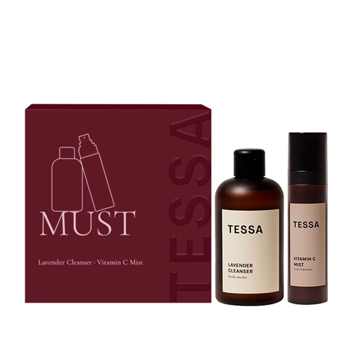 TESSA - Set Rutina Facial Limpiador de Lavanda + Tónico Vitamina C Pack MUST - 2 productos