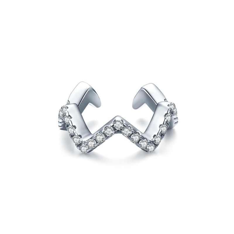 GENERICO - Earcuff Zig Zag Circones Silver - Azul Zafira