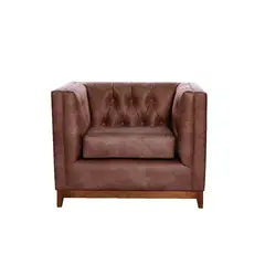 LATAM HOME - Sofá Roma 1 Cuerpo Capitoné Cuero Colorado Caramelo