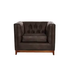 LATAM HOME - Sofá Roma 1 Cuerpo Capitoné Cuero Colorado Marron