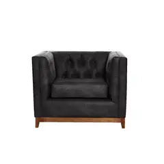 LATAM HOME - Sofá Roma 1 Cuerpo Capitoné en Cuero Negro