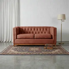LATAM HOME - Sofá Roma 2 Cuerpos Capitoné Cuero Colorado Caramelo