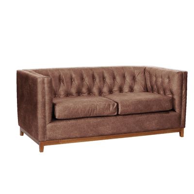 Imagen 2 del producto Sofá Roma 2 Cuerpos Capitoné Cuero Colorado Caramelo