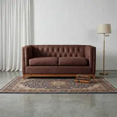 LATAM HOME - Sofá Roma 2 Cuerpos Capitoné Cuero Colorado Marron