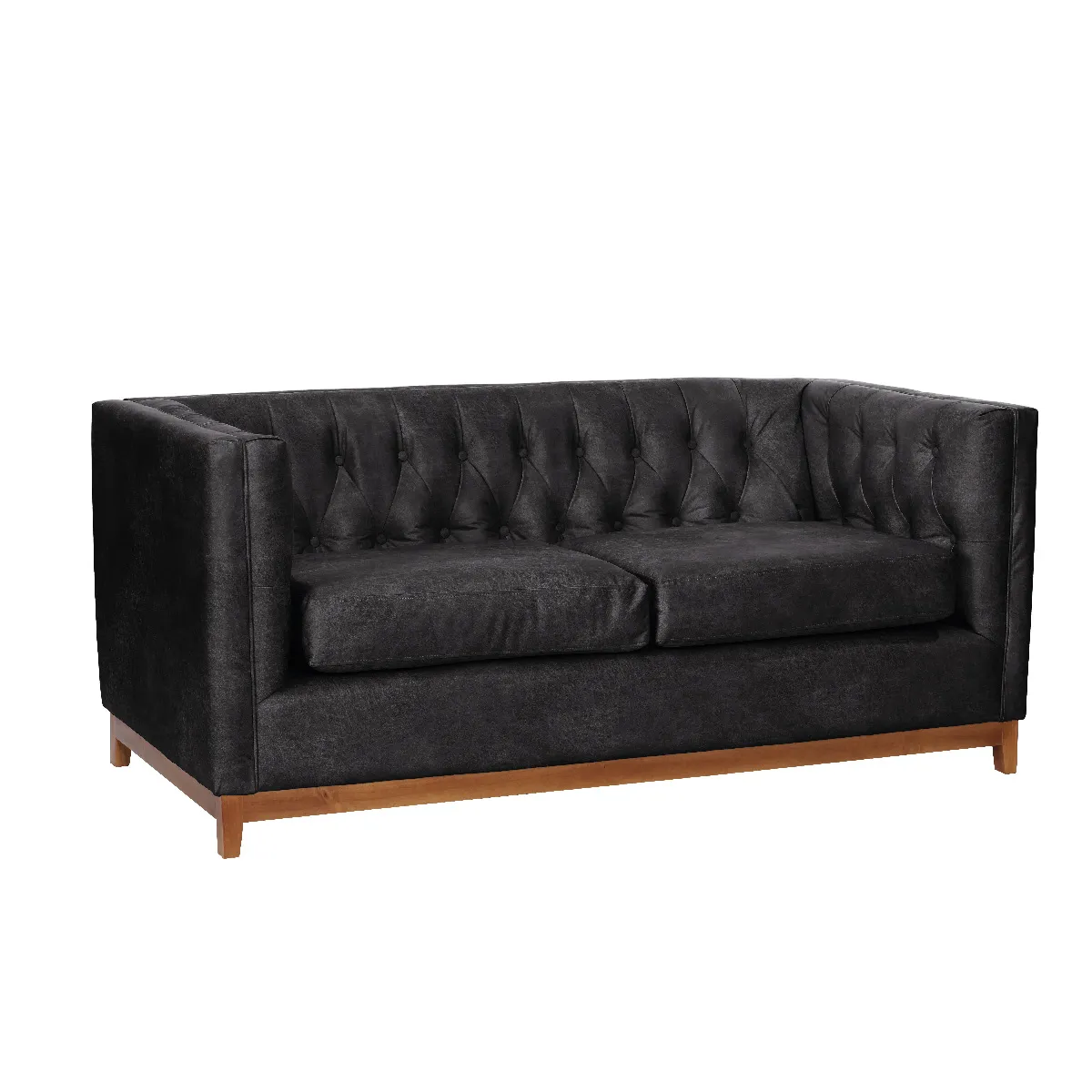 LATAM HOME - Sofá Latam Home Roma 2 Cuerpos Capitoné Cuero Negro