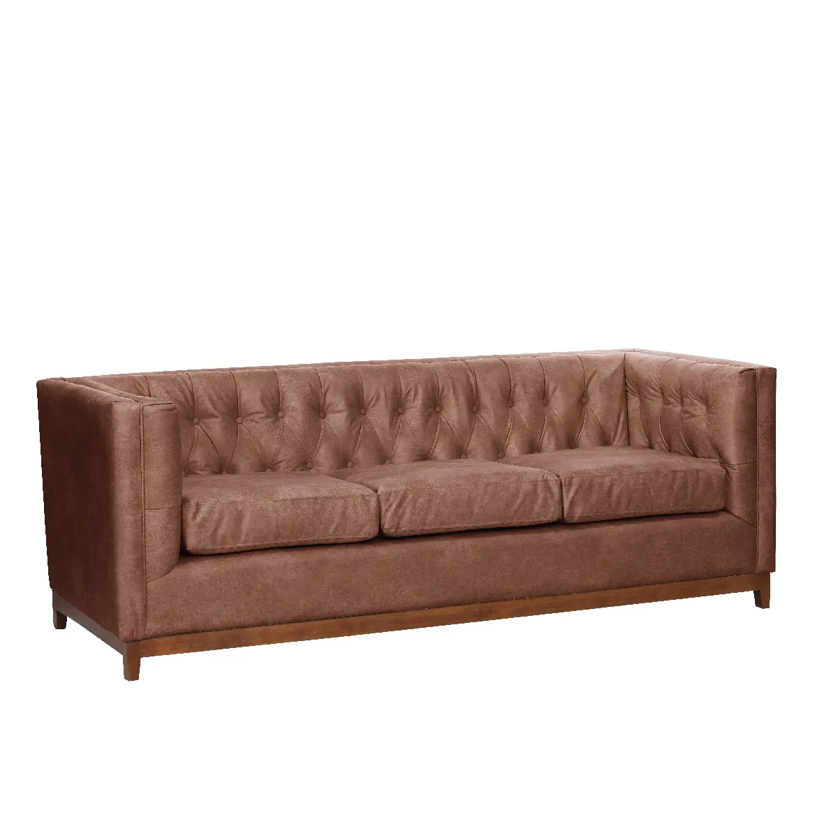 LATAM HOME - Sofa Roma 3 Cuerpos Capitoné Cuero Colorado Caramelo