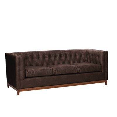 Imagen 2 del producto Sofa Roma 3 Cuerpos Capitoné Cuero Colorado Marron