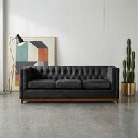 Sofá Roma 3 Cuerpos Capitoné Negro