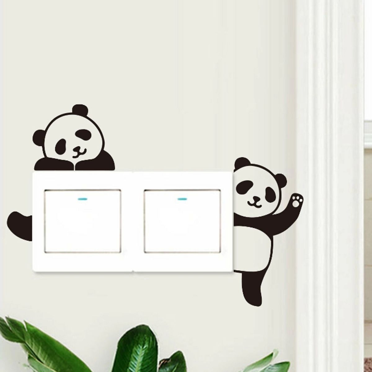 GENERICO - Pegatina de interruptor con estampado de dos pandas