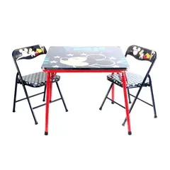 GENERICO - Mesa Plegable Con 2 Sillas Para Niño Negro