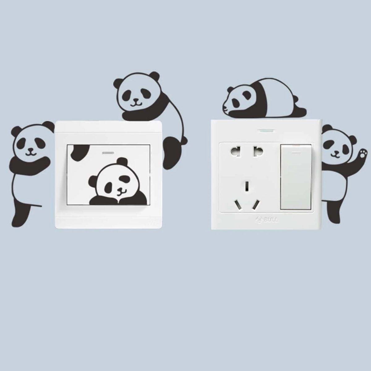 GENERICO - Pegatina adhesiva de pared de estampado de cinco pandas