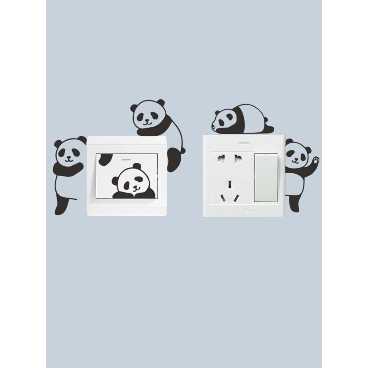 GENERICO - Pegatina adhesiva de pared de estampado de cinco pandas