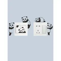 GENERICO - Pegatina adhesiva de pared de estampado de cinco pandas