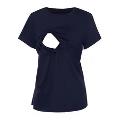 KIVARA - Polera Lactancia Maternidad Lina Manga Corta Azul Marino - Azul