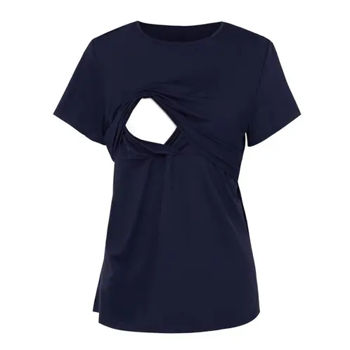KIVARA - Polera Lactancia Maternidad Lina Manga Corta Azul Marino - Azul