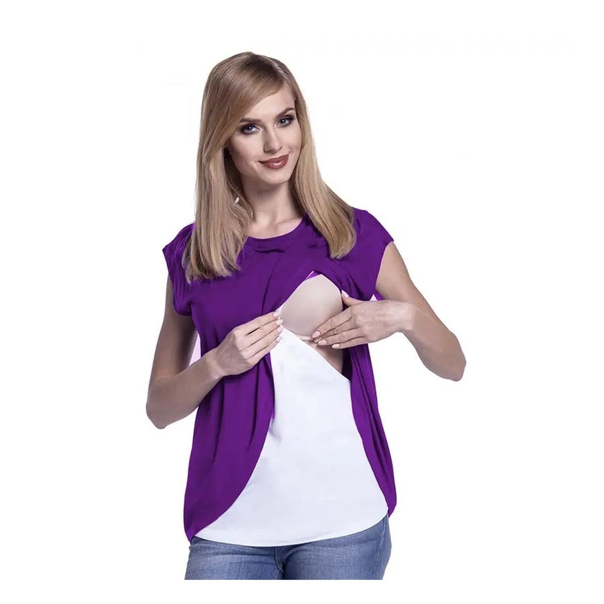KIVARA - Polera Lactancia Maternidad Mara Manga Corta Morado - Violeta