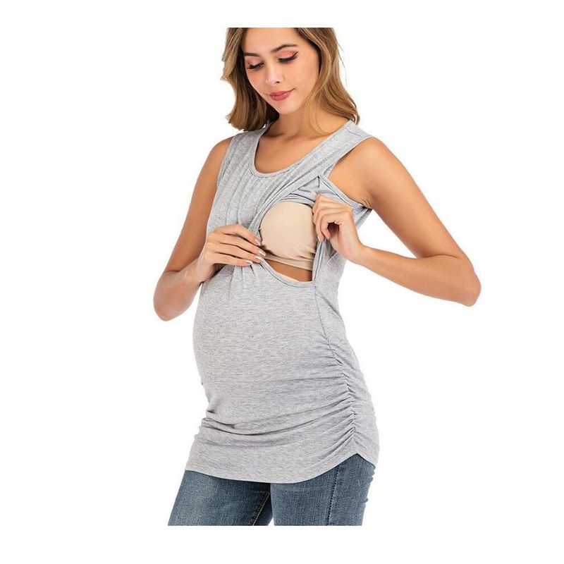 KIVARA - Polera Lactancia Maternidad Vera Sin Manga Gris - Gris