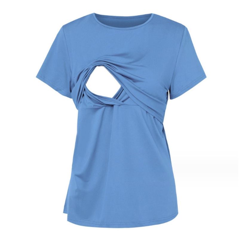 KIVARA - Polera Lactancia Maternidad Lina Manga Corta Celeste - Celeste