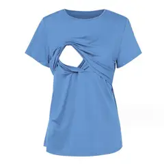 KIVARA - Polera Lactancia Maternidad Lina Manga Corta Celeste - Celeste