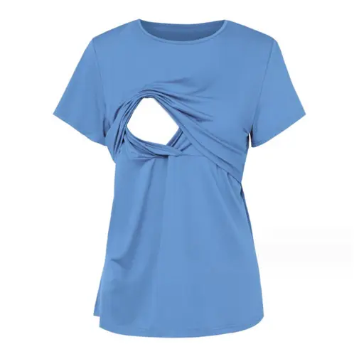 KIVARA - Polera Lactancia Maternidad Lina Manga Corta Celeste - Celeste