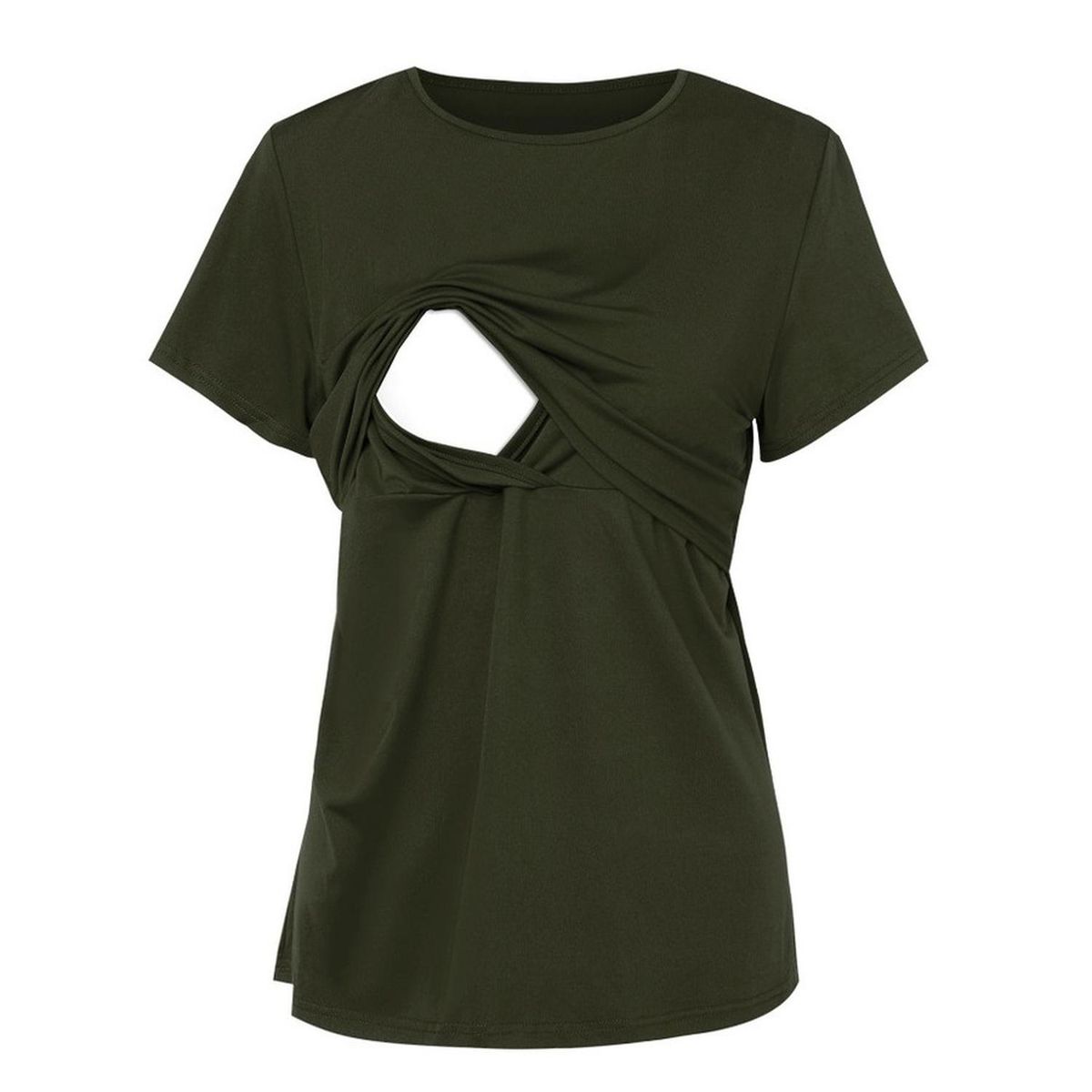 KIVARA - Polera Lactancia Maternidad Lina Manga Corta Verde Musgo - Verde