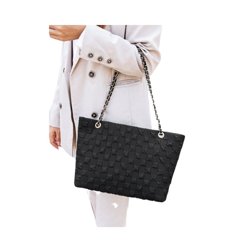GENERICO - Bolso tote con textura de hombros con cadena