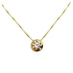 LA GARZA - Collar Mujer Oro Amarillo 18 Kts Circon Blanco