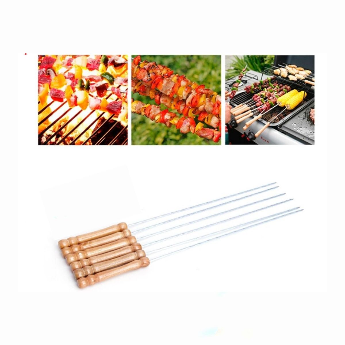 GENERICO - Set 20 Unid Pinchos Fierros Fierritos Brochetas Anticucho