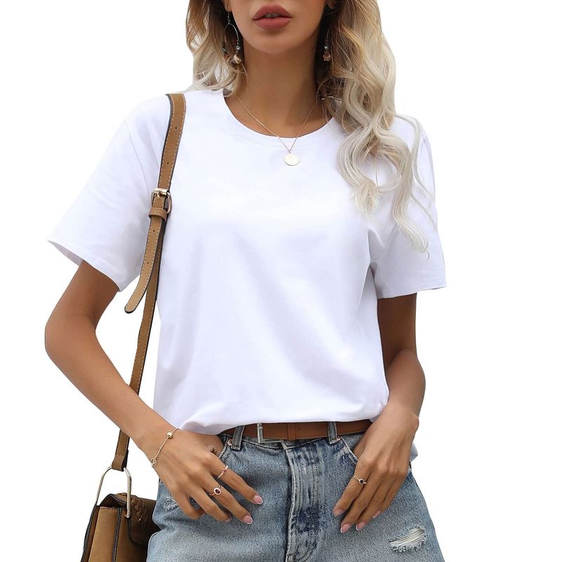 EVERSO - Pack 3 Polera Manga Corta Algodón Mujer Básicos-Blanco.